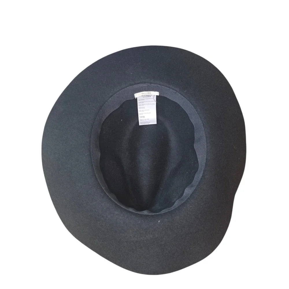 Ecote Womens Black 100% Wool Rancher Hat Wide Brim Leather Band Boho